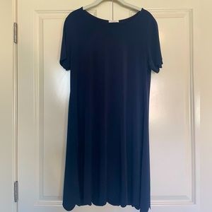 Navy scalloped hem dress